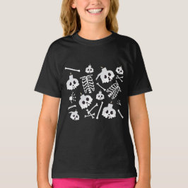 Camiseta Padrão de Ossos do Skeleton do Halloween