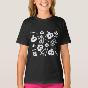 Camiseta Padrão de Ossos do Skeleton do Halloween