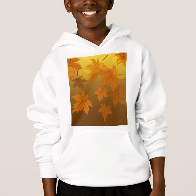 Camiseta Padrão de outono com folhas de carapaça e boque em (Frente)