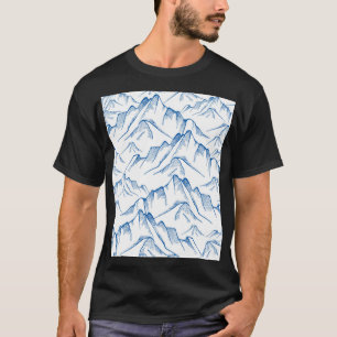 Camiseta Padrão De Paisagem De Montanha Desenhada À Mão.
