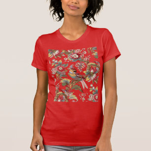 Camiseta Padrão de Papagaios Tropicais Art Nouveau Vintage