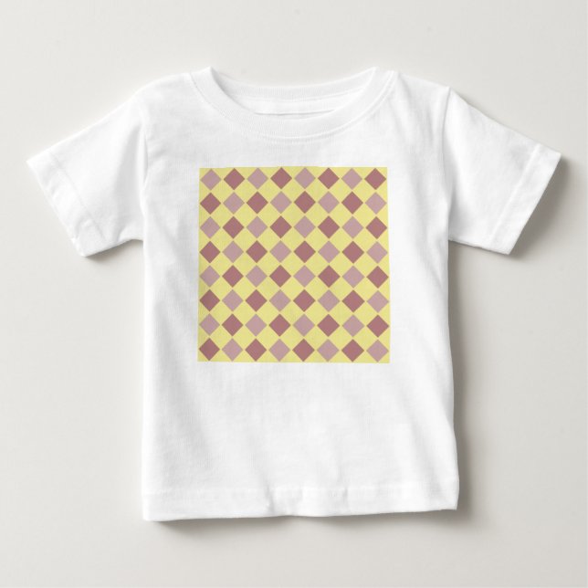Camiseta Padrão de pastel amarelo e mauve (Frente)
