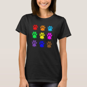 Camiseta Padrão de Pata de Cachorro com Borrão de Tinta