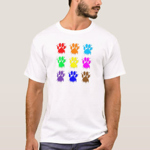 Camiseta Padrão de Pata de Cachorro de Tinta