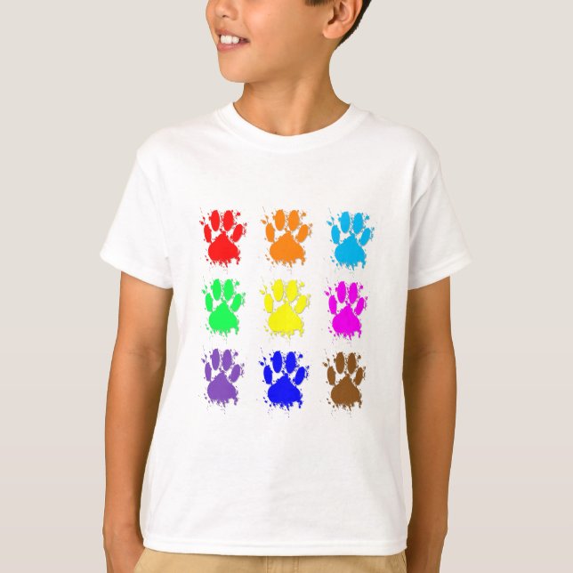 Camiseta Padrão de Pata do Cachorro de Tinta (Frente)