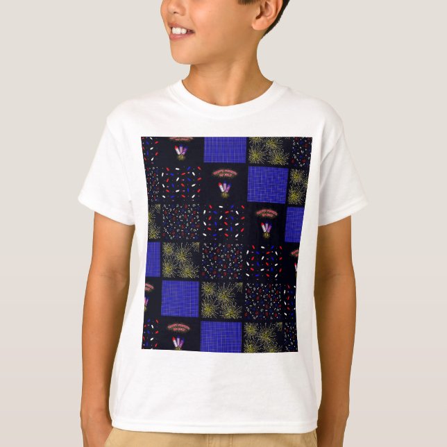 Camiseta Padrão de patch do quarto de julho - 4 de julho (Frente)