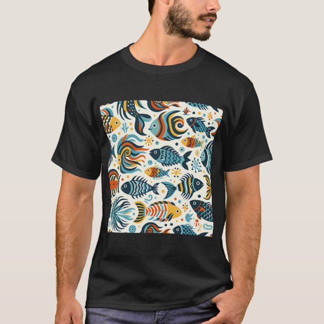 Camiseta Padrão de Peixe (Frente)