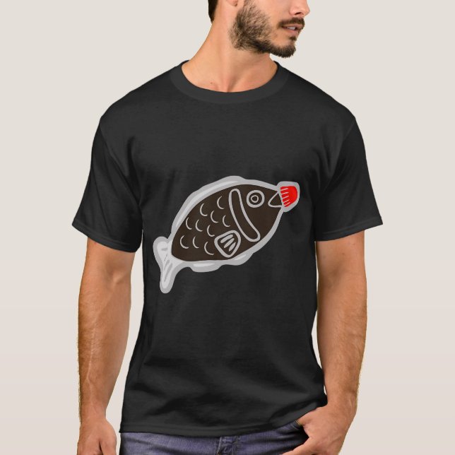 Camiseta Padrão de Peixe de Sushi Soy em Azul (Frente)