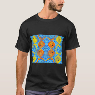 Camiseta Padrão de Peixe Pixel Mosaico