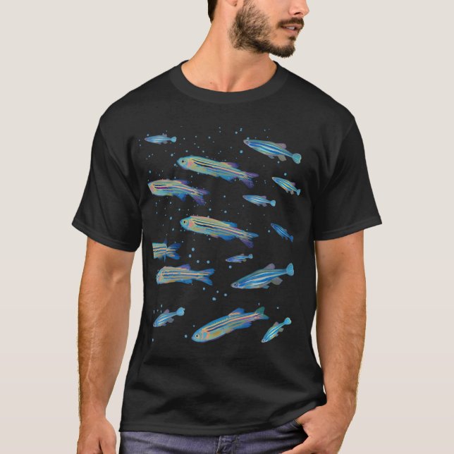 Camiseta Padrão de peixe-zebra nadando (Frente)