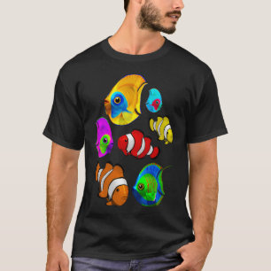 Camiseta Padrão de Peixes Coloridos Tropicais