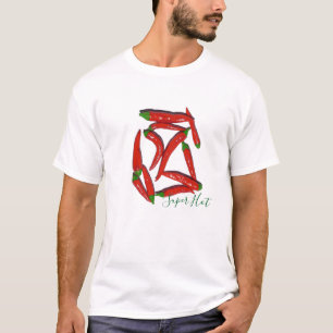 Camiseta Padrão de Pimentões Vermelhos Quentes