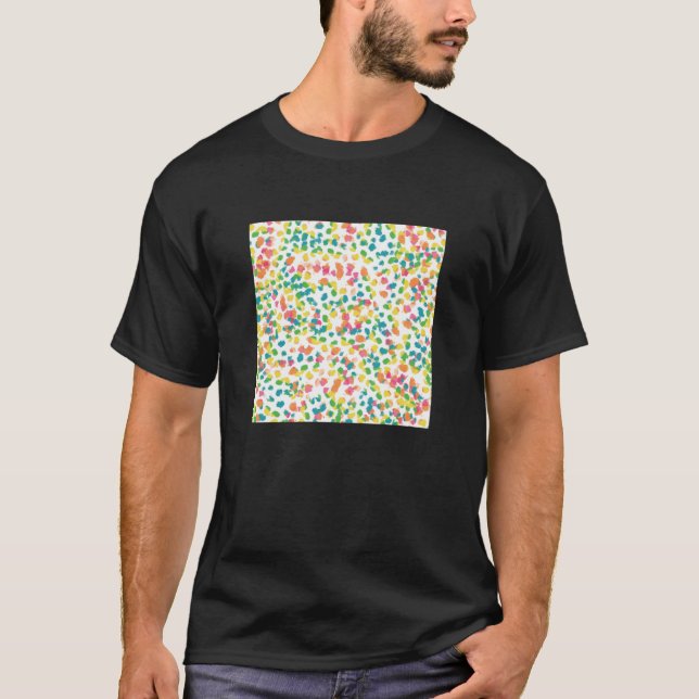 Camiseta Padrão de pontos de cores arco-íris e branco abstr (Frente)