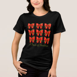Camiseta Padrão de presente Toque de Tradição com Laço Verm
