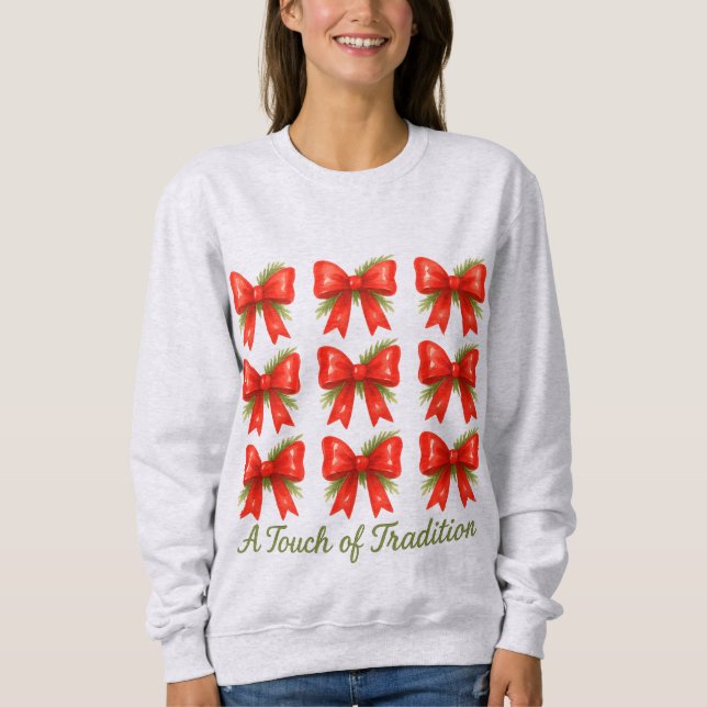 Camiseta Padrão de presente Toque de Tradição com Laço Verm (Frente)