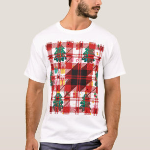Camiseta Padrão de Presentes de Árvore de Natal Kawaii