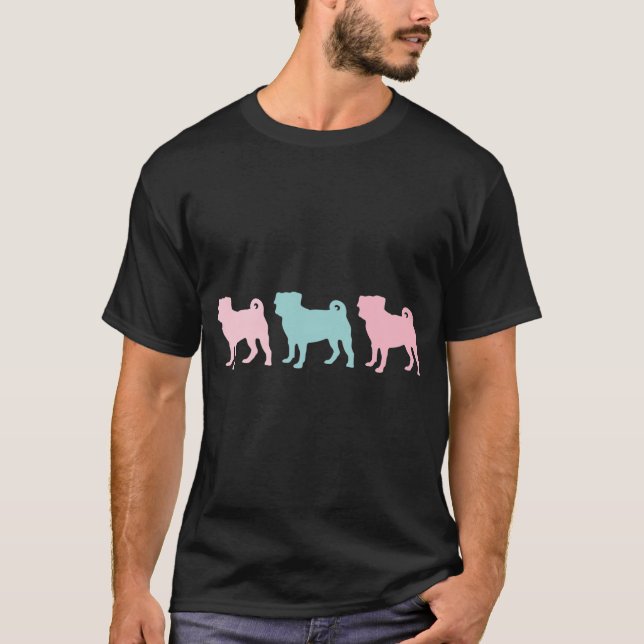 Camiseta Padrão de Pug Pastel (Frente)