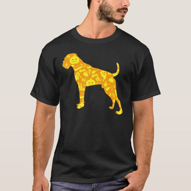 Camiseta Padrão de Pumpkin do Boxer Dog Halloween Py (Frente)