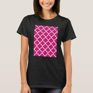 Camiseta Padrão De Quatrefoil Em Branco, Em Cor-De-Rosa