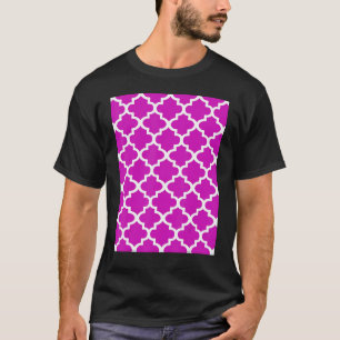 Camiseta Padrão De Quatrefoil Em Cor Branca Em Cor Rosa Esc