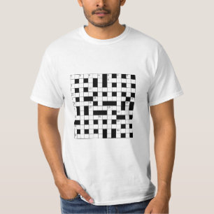 Camiseta Padrão de Quebra-cabeça de Palavra-Cruzada Preta