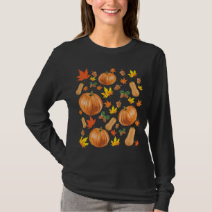 Camiseta Padrão de queda de abóbora de laranja de outono