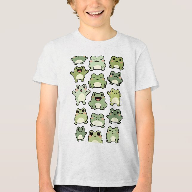 Camiseta Padrão de Rabisco de Sapo - Presente Kawaii para C (Frente)