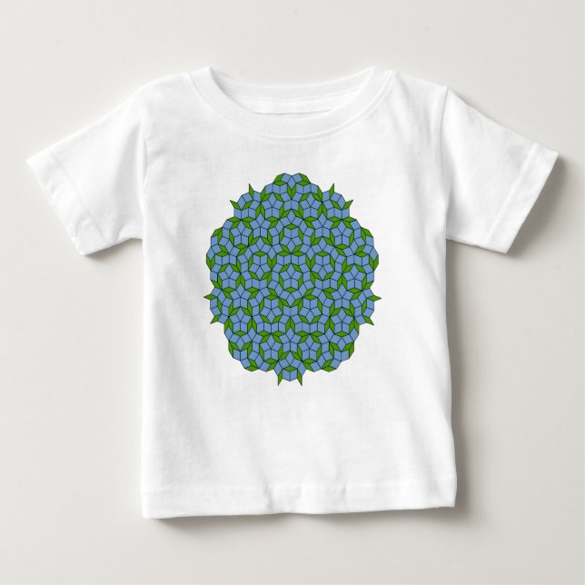 Camiseta Padrão de Rhombus Penrose Verde e Azul (Frente)