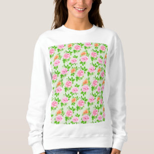 Camiseta Padrão de Rosas Cor-de-Rosa Floral