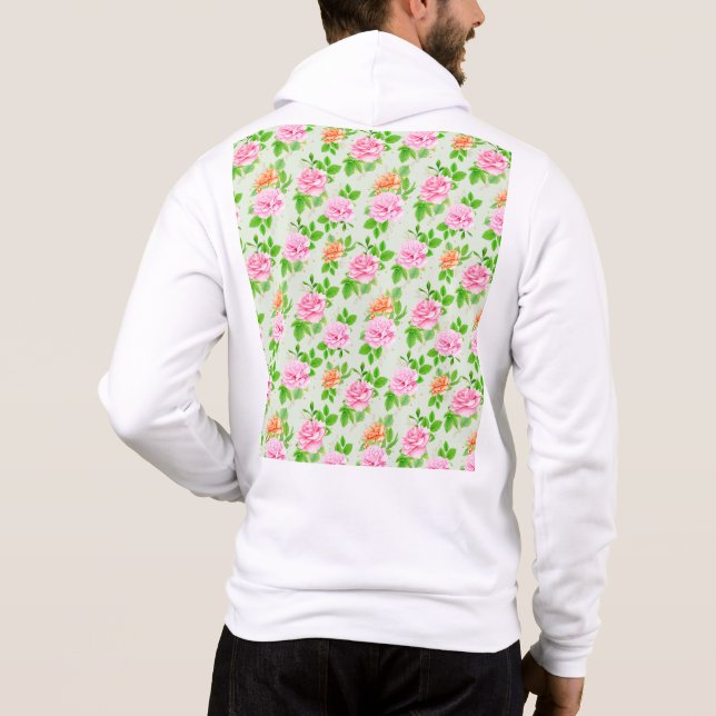 Camiseta Padrão de Rosas Cor-de-Rosa Floral (Verso)