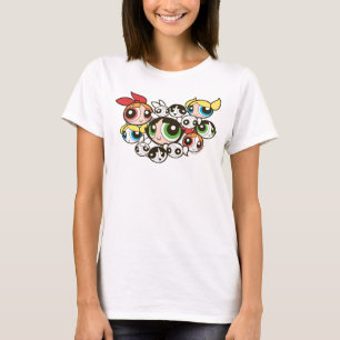 Camiseta Padrão de Rosto das Raparigas Powerpuff