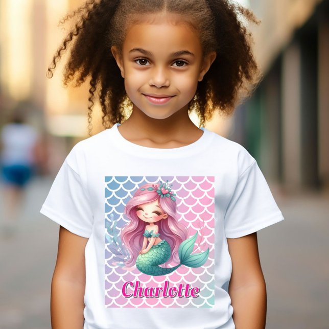 Camiseta Padrão de sereia nome personalizado  (Criador carregado)