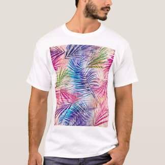 Camiseta Padrão de Sobreposição de Folhas de abstrato Water