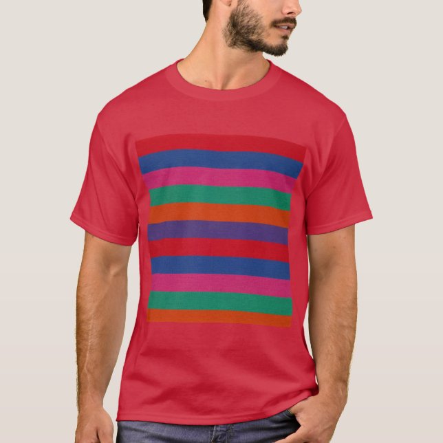 Camiseta Padrão de Stripes Coloridas (Frente)