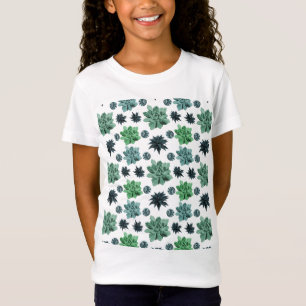 Camiseta Padrão de Suculência do Teal de Jardim Botânico