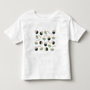 Camiseta Padrão de Sushi e Noodles