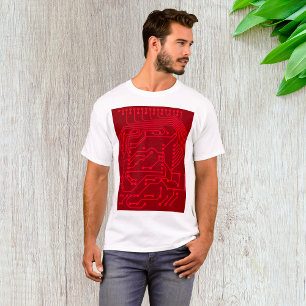 Camiseta Padrão de tecnologia de placa de circuito vermelho