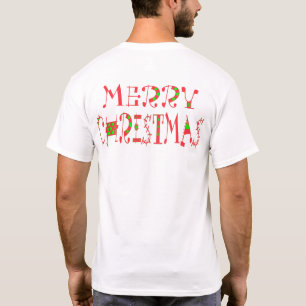 Camiseta Padrão de Texto de Natal Alegre: Arte Festiva