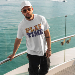 Camiseta Padrão de Texto de Tempo de Reprodução