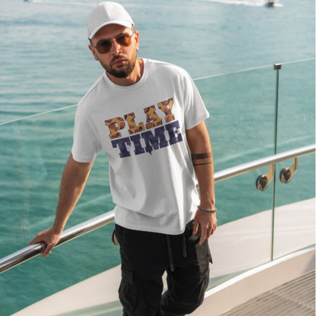 Camiseta Padrão de Texto de Tempo de Reprodução (Criador carregado)