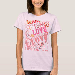 Camiseta padrão de tipografia de palavras de amor