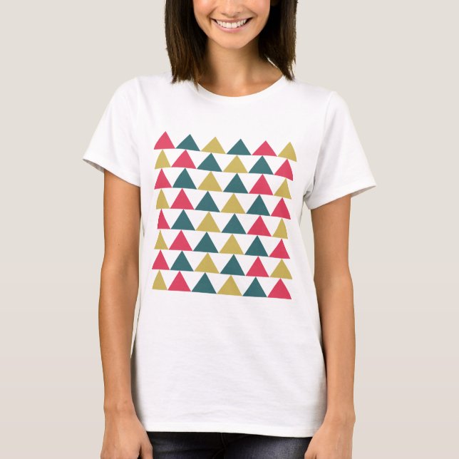 Camiseta Padrão de triângulo geométrico colorido (Frente)