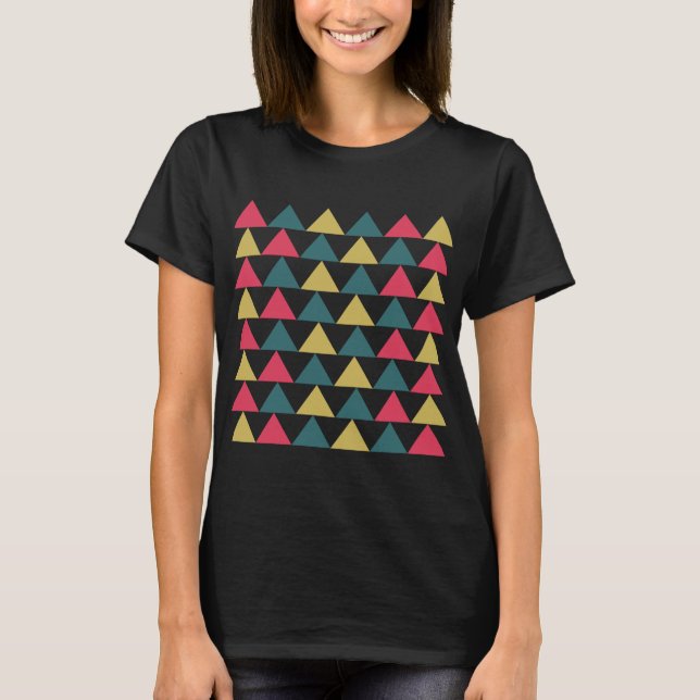 Camiseta Padrão de triângulo geométrico colorido (Frente)