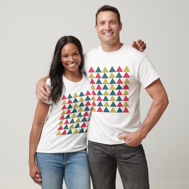 Camiseta Padrão de Triângulo Geométrico Colorido Triângulo (Unissex)