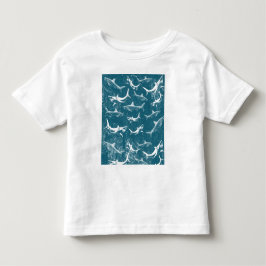 Camiseta Padrão de Tubarão Azul Distorcida