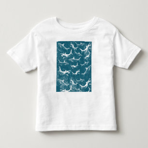 Camiseta Padrão de Tubarão Azul Distorcida