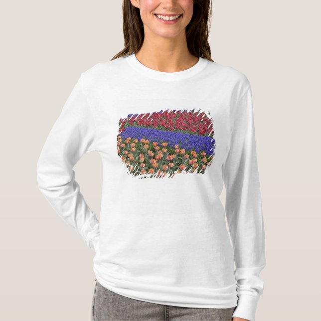 Camiseta Padrão de tulipas e flores de Jacinto de Uva, 3 (Frente)