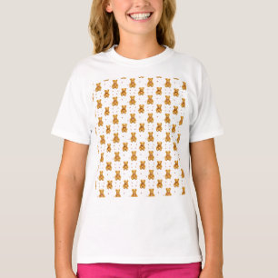 Camiseta Padrão de Urso de Pelúcia e Corações Fofo e Sem Co