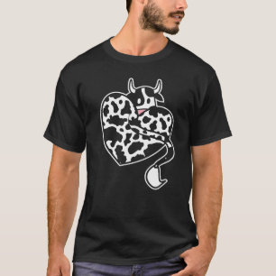 Camiseta Padrão de Vaca de Coração Fazenda Agricultor Mulhe