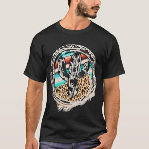 Camiseta Padrão de Vaca Leopardo Estampa de Cacto Serape Co